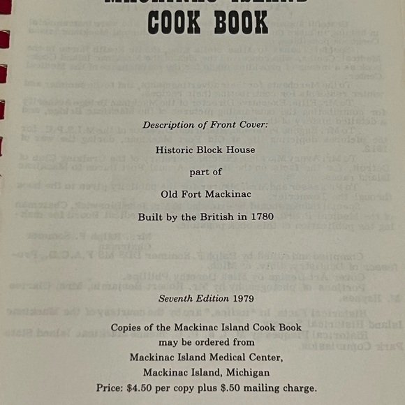 Historical Mackinac Island Cook Book by Ralph F. Sommer, 7th edition 1979 - Picture 2 of 3